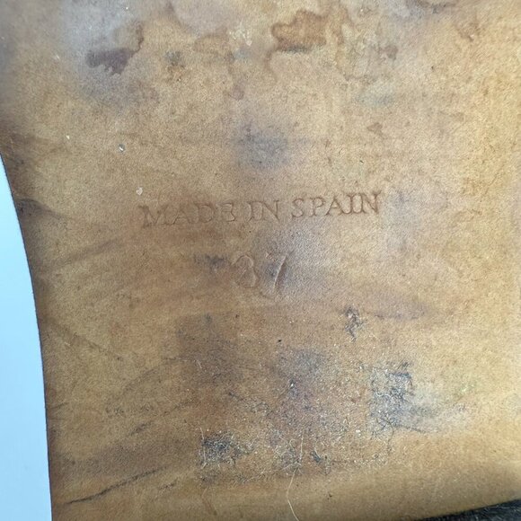 ANGEL ALARCON Preppy School Flat Slip-On Tortoise Chainβ Beige Cream Loafers 37 - Picture 16 of 16